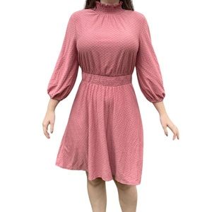 Cato Rouge Pink Ruffled Mockneck Dress